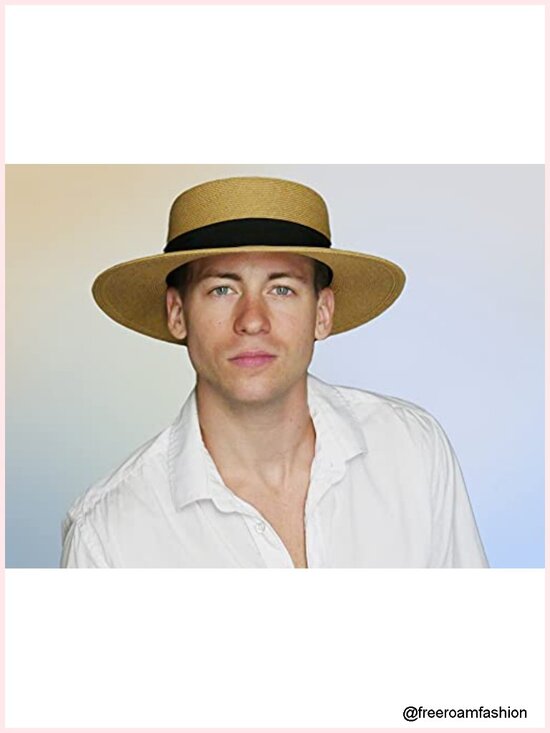 Fine Braid Straw Sun Hat with UPF50+ Wide Brim, Boater Style, Crushable for main image 6